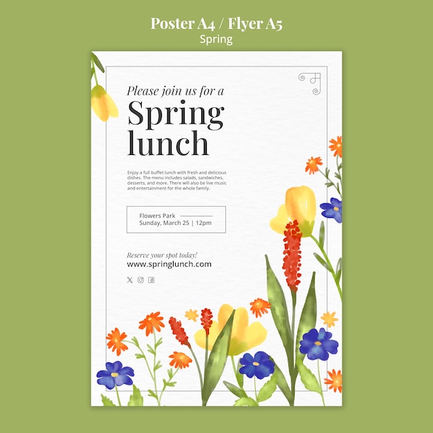 Free PSD spring poster flyer template