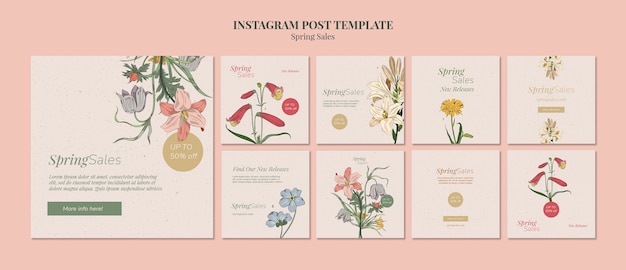 Free PSD spring sale instagram posts template