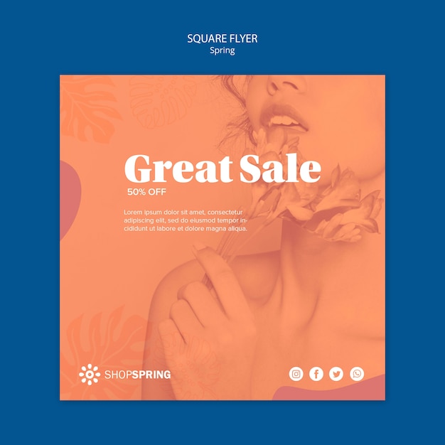 Free PSD spring sale offer square flyer