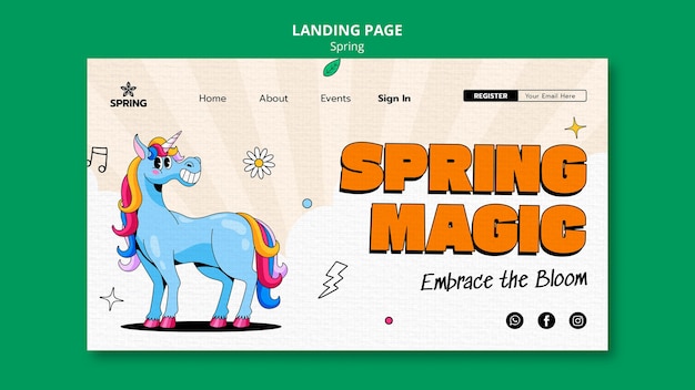 Free PSD spring season landing page  template