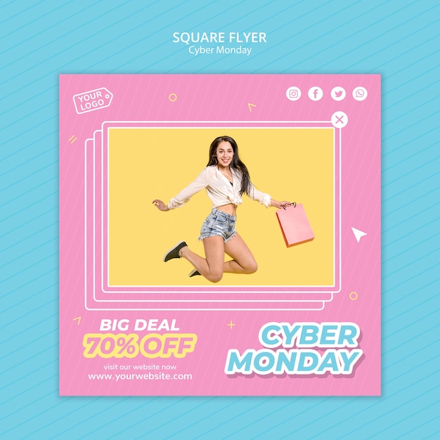 Free PSD square flyer for cyber monday shopping