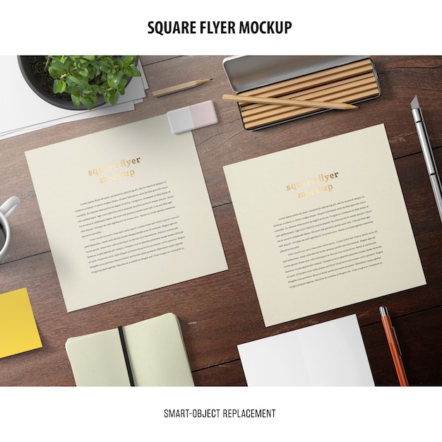 Free PSD square flyer mockup