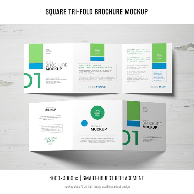 Square Tri-fold Brochure Mockup