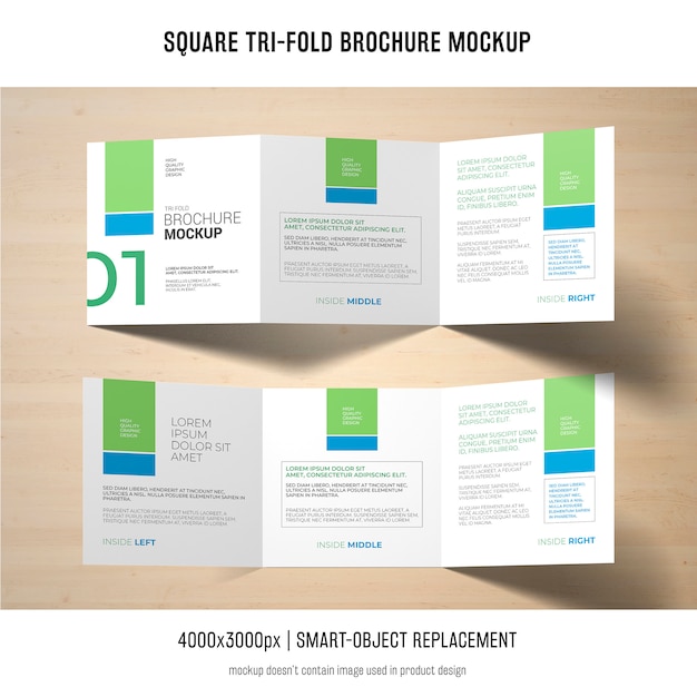 Square tri-fold brochure mockup