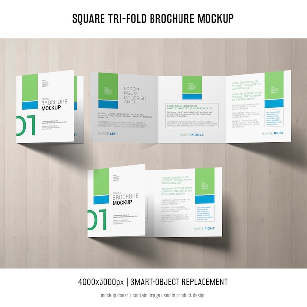 Square Tri-fold Brochure Mockup