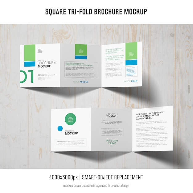 Square Tri-fold Brochure Mockup