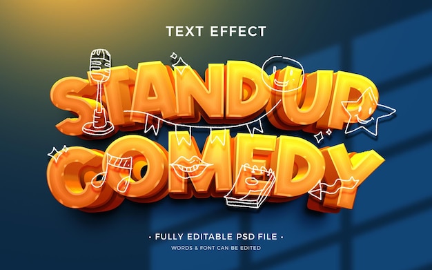 Free PSD stand up comedy psd bold text effect