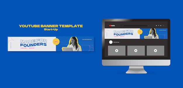 Startup youtube banner card design template