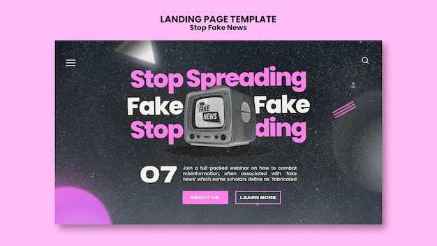 Free PSD stop fake news landing page template