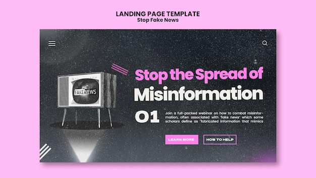 Free PSD stop fake news landing page template