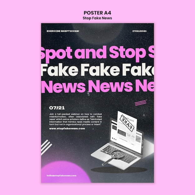 Free PSD stop fake news print template