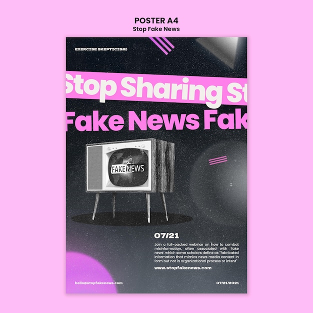 Free PSD stop fake news print template