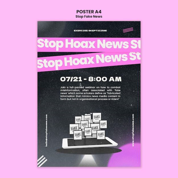 Free PSD stop fake news print template