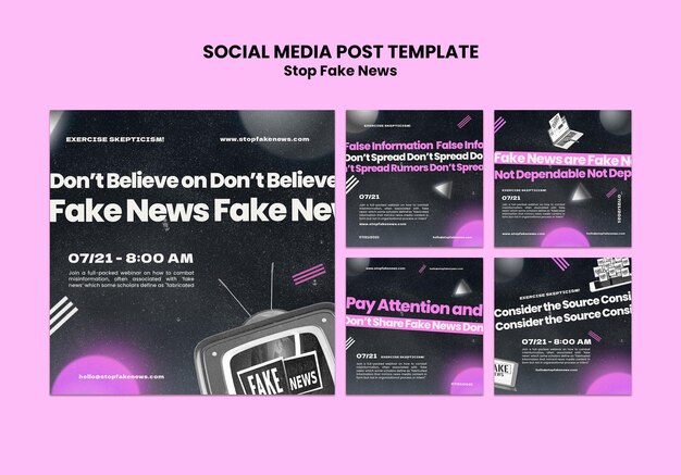 Free PSD stop fake news social media posts