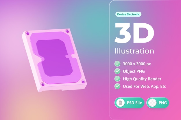 Free PSD storage device electronic 3d illustration