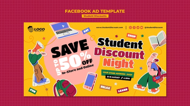 Free PSD student discounts facebook template