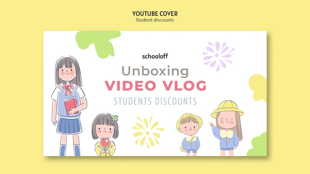 Free PSD student discounts youtube cover template