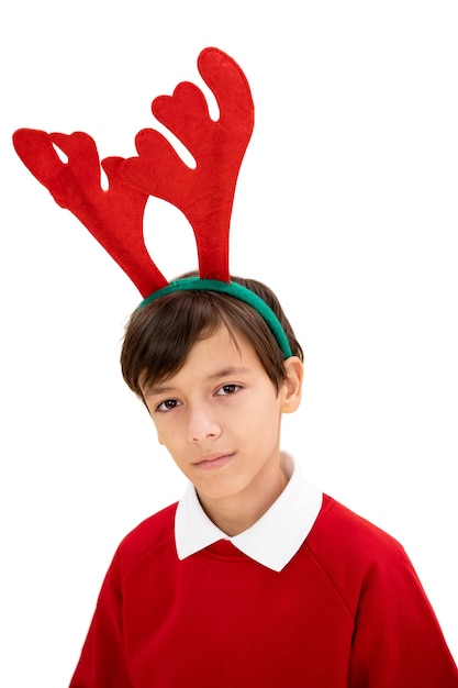 Free PSD studio portrait of young girl with antlers