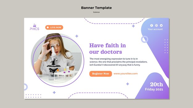 Studying science horizontal banner template