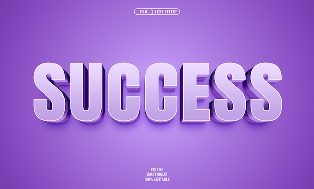 Free PSD success 3d editable text effect