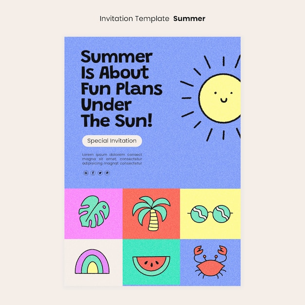 Free PSD summer holiday invitation template