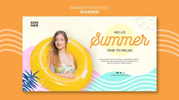 Free PSD summer horizontal banner template