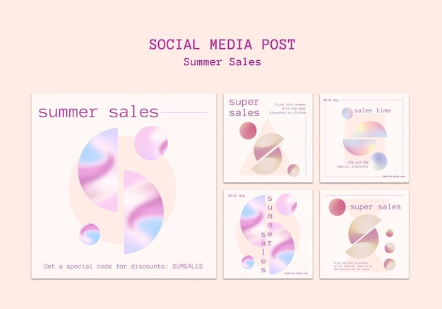 Free PSD summer sales instagram posts