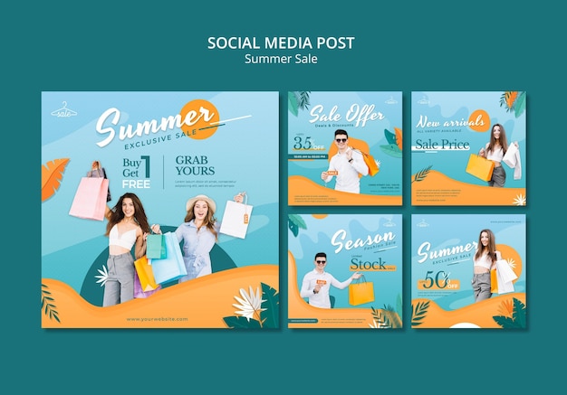 Free PSD summer sales social media posts