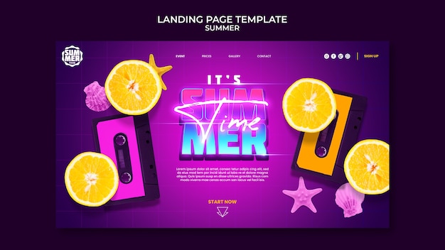 Free PSD summertime celebration landing page