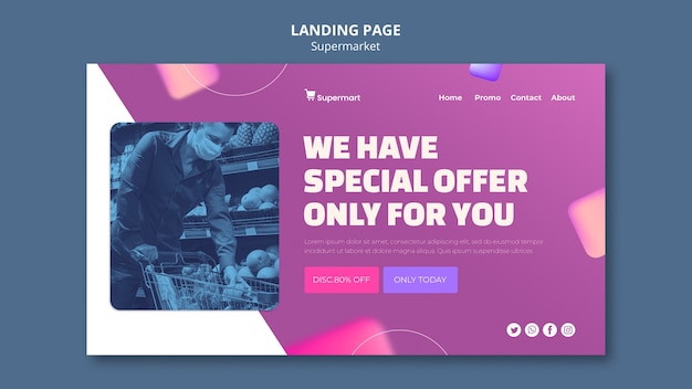 Supermarket business landing page template