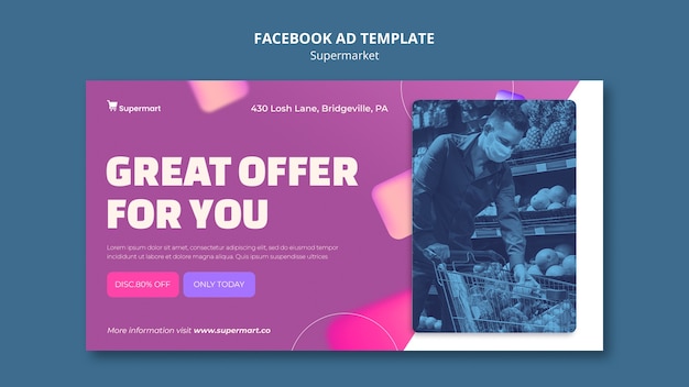 Free PSD supermarket business social media promo template