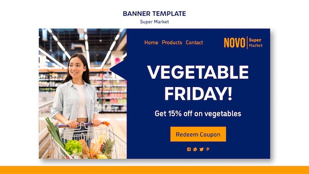 Free PSD supermarket concept banner template