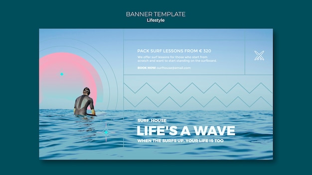 Free PSD surfing lifestyle banner template