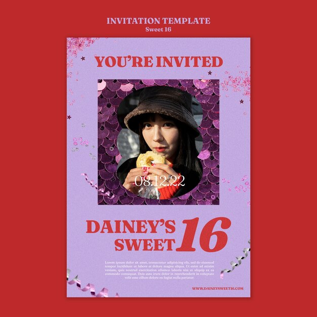 Sweet 16 celebration invitation template