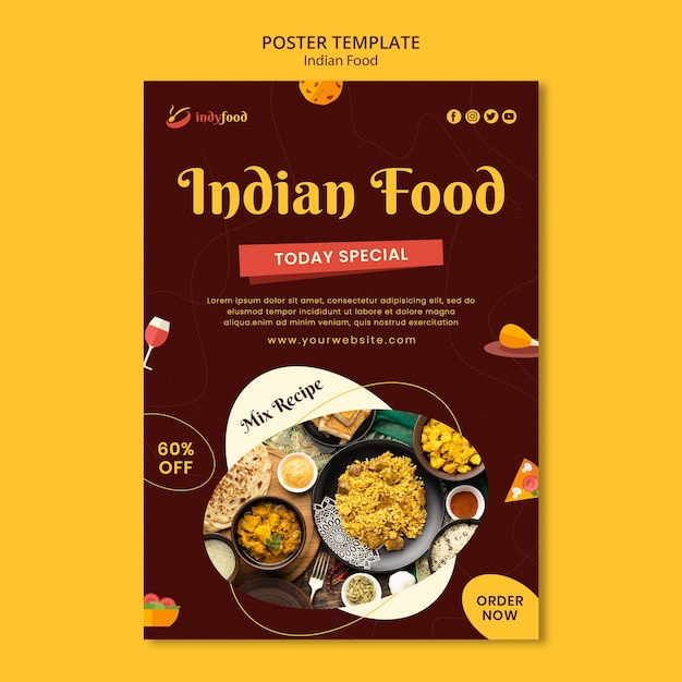 Tasty indian food poster template