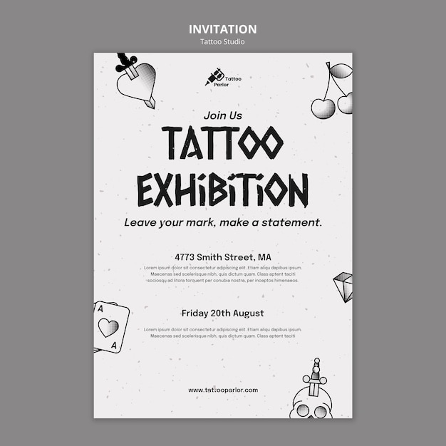 Free PSD tattoo studio invitation template