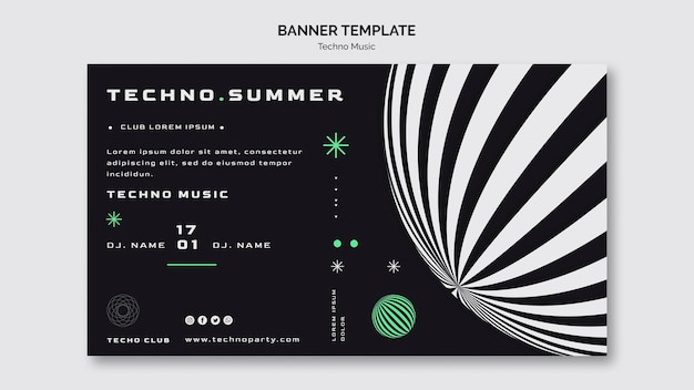 Free PSD techno music festival banner template