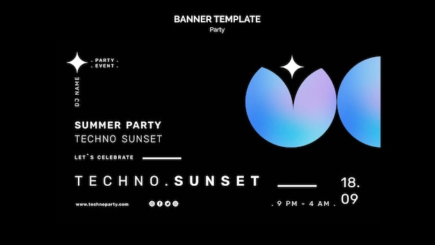 Free PSD techno music party banner