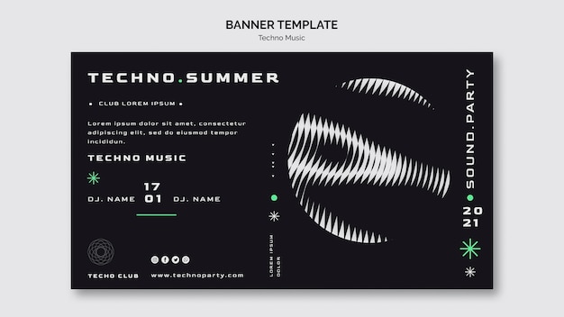 Free PSD techno music summer festival banner template