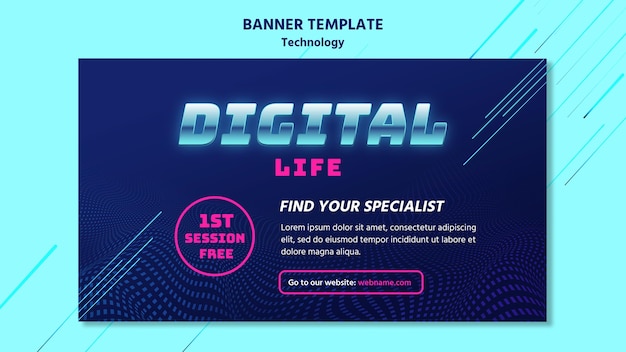 Free PSD technology banner template with photo