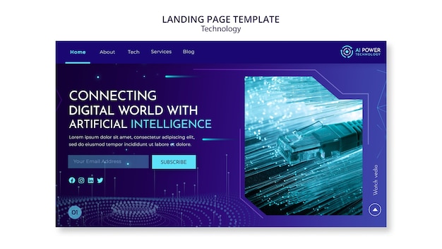 Free PSD technology landing page template design