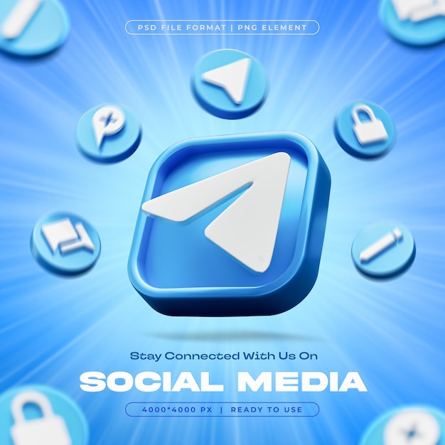 Telegram Glossy Logo and Notification Post Reaction Icons Isolated