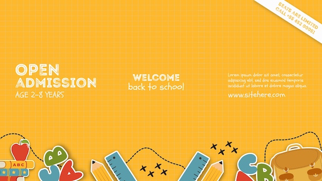 Free PSD template poster for open admission at school