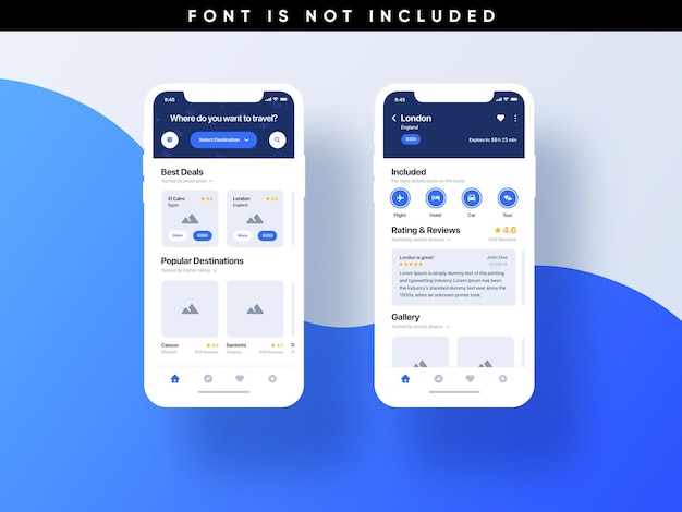 Template travel mobile app