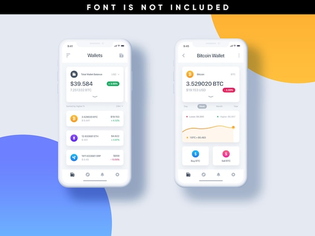 Free PSD template wallet cryptocurrency mobile app