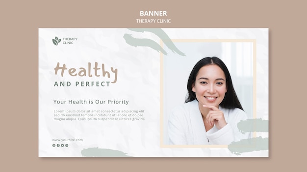 Free PSD therapy clinic horizontal banner template