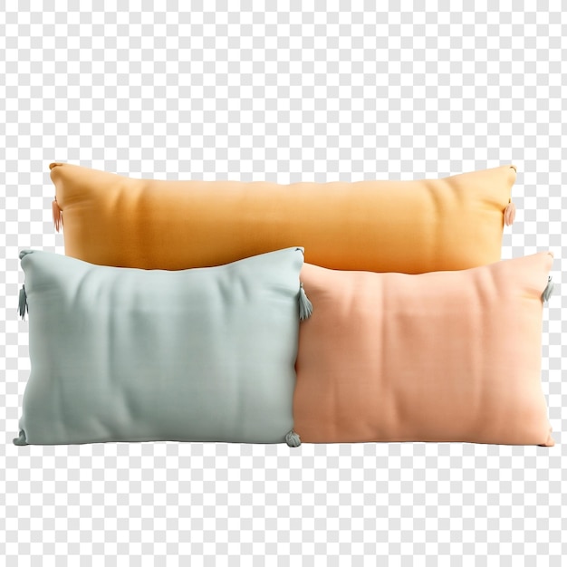 Free PSD three pillows isolated on transparent background