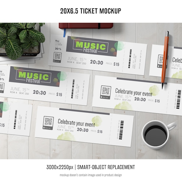 Free PSD  ticket mockup