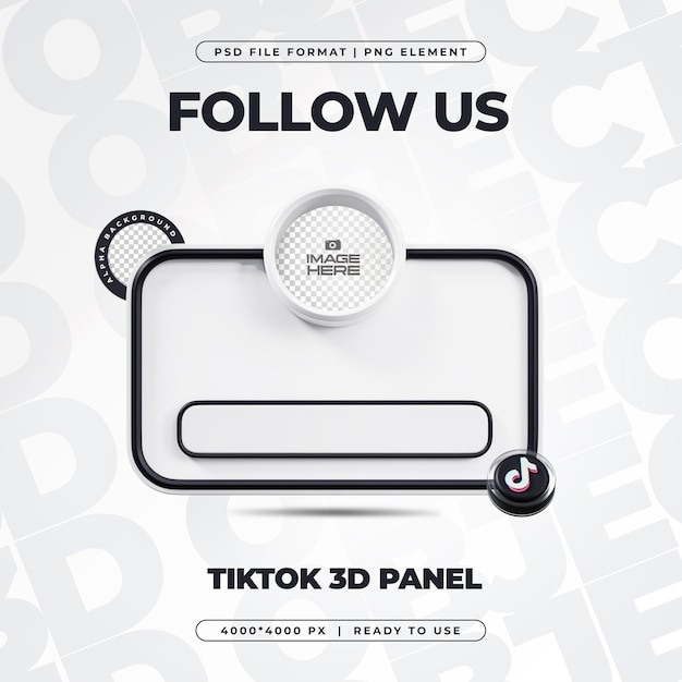 TikTok Follow us Banner Element Icon Isolated 3d Render