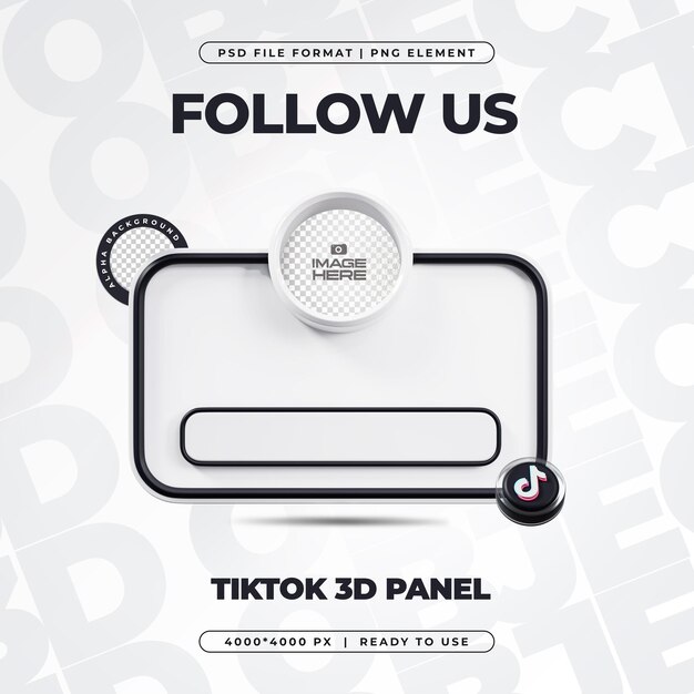 TikTok Follow us Banner Element Icon Isolated 3d Render